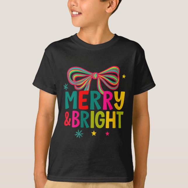 Womens Merry And Bright Christmas Crew 2025 Funny  T-Shirt (Front)