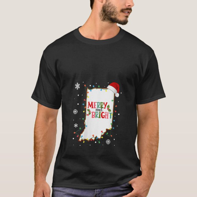 Womens Merry And Bright Christmas Lights Xmas Indi T-Shirt (Front)