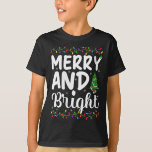 Womens Merry And Bright Xmas Lights Decor Holiday T-Shirt