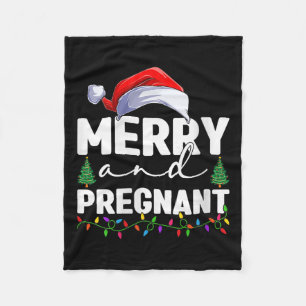 Womens Merry And Pregnant Christmas Pregnancy Anno Fleece Blanket
