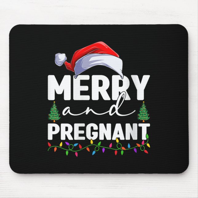 Womens Merry And Pregnant Christmas Pregnancy Anno Mouse Mat (Front)
