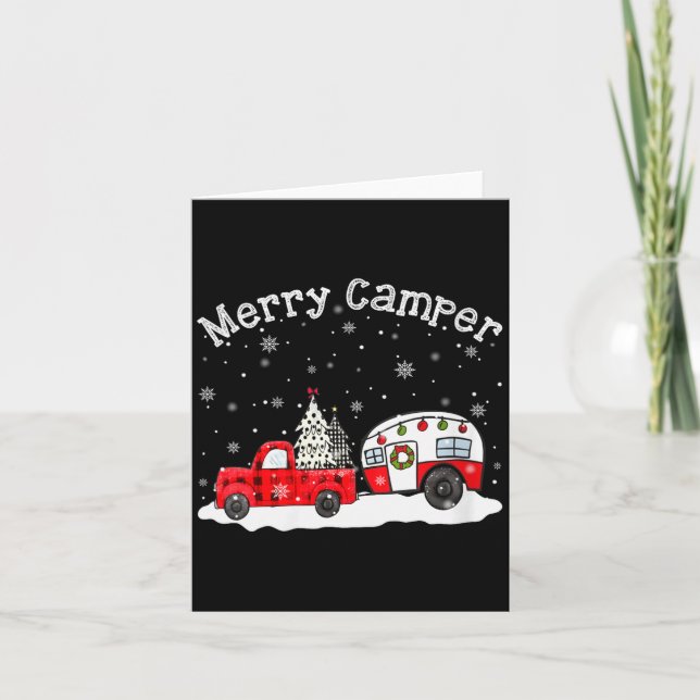 Womens Merry Camper Christmas Santa Claus Camng Re Card (Front)