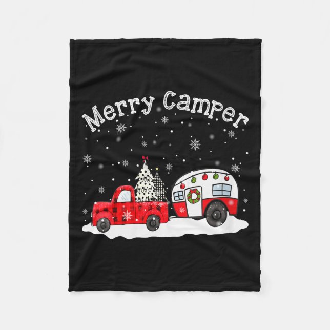 Womens Merry Camper Christmas Santa Claus Camng Re Fleece Blanket (Front)