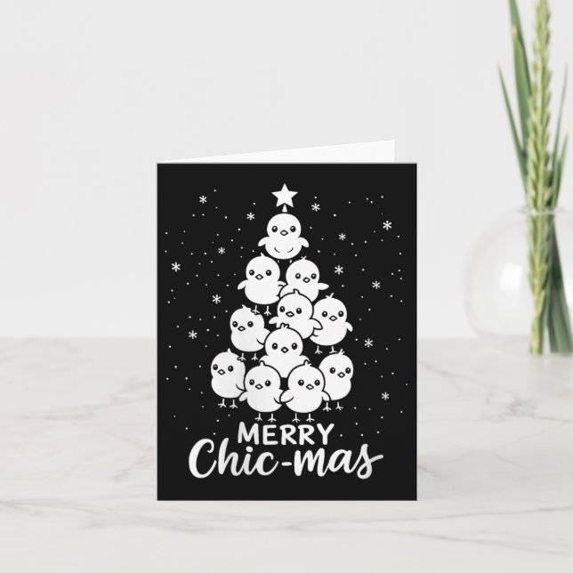 Womens Merry Chic-mas Cute Chicks Christmas Tree F Card (Front)