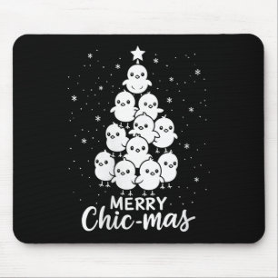 Womens Merry Chic-mas Cute Chicks Christmas Tree F Mouse Mat