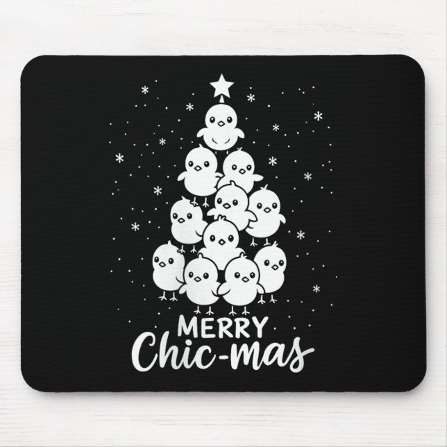 Womens Merry Chic-mas Cute Chicks Christmas Tree F Mouse Mat (Front)