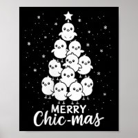Womens Merry Chic-mas Cute Chicks Christmas Tree F