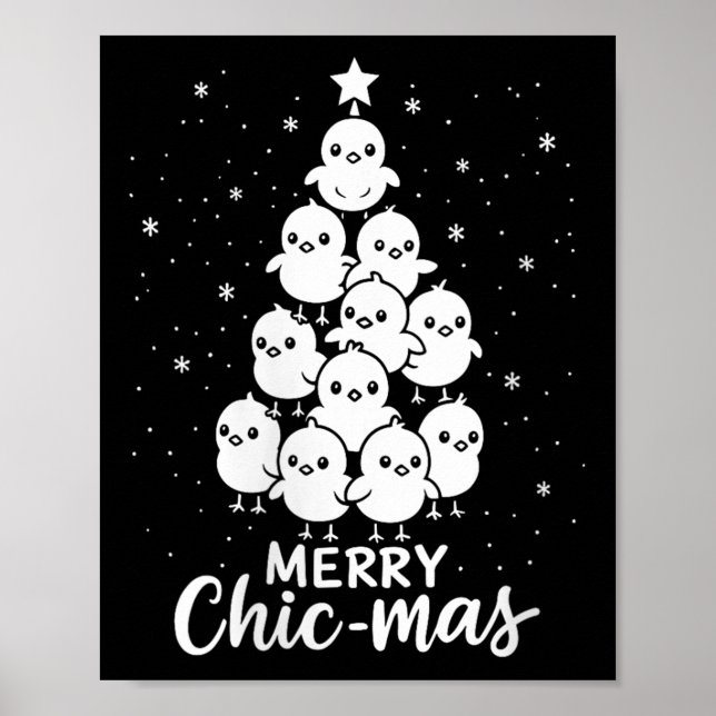 Womens Merry Chic-mas Cute Chicks Christmas Tree F Poster (Front)