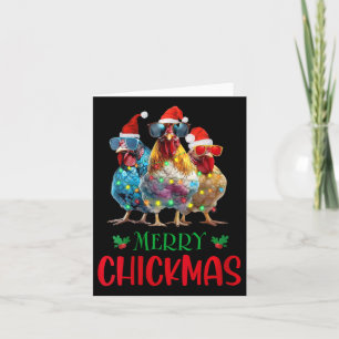 Womens Merry Chickmas Ornament Lights Chicken Farm Card