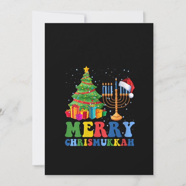 Womens Merry Chrismukkah 2022 Happy Hanukkah Chris Holiday Card (Front)