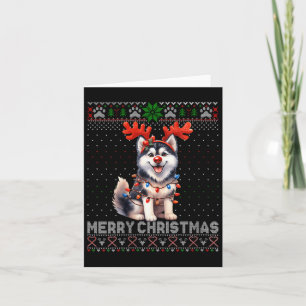 Womens Merry Christmas Alaskan Malamute Dog Lover Card