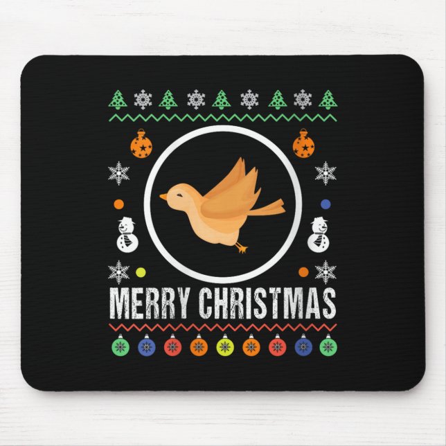 Womens Merry Christmas Bird Ugly Sweater Xmas Knit Mouse Mat (Front)
