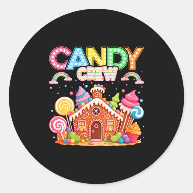 Womens Merry Christmas Candy Crew Squad Matching X Classic Round Sticker (Front)