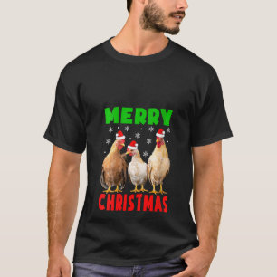 Womens Merry Christmas Chicken In Santa Hat Chicke T-Shirt