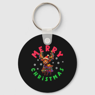 Womens Merry Christmas Cute Christmas Reindeer Key Ring