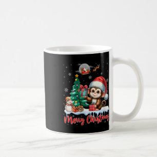 Womens Merry Christmas Cute Monkey Santa Hat Monke Coffee Mug