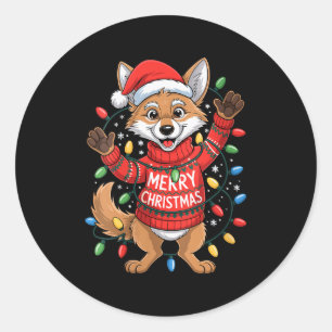 Womens Merry Christmas Fox Festive Woodland Winter Classic Round Sticker