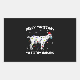 Womens Merry Christmas Goat Face Mask Goat Santa Rectangular Sticker