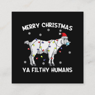 Womens Merry Christmas Goat Face Mask Goat Santa Square Business Card