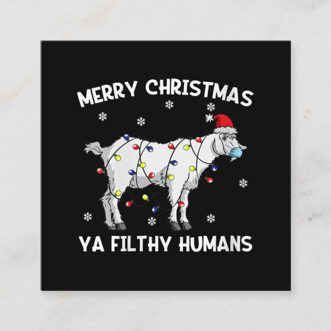 Womens Merry Christmas Goat Face Mask Goat Santa Square Business Card (Front)