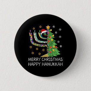 Womens Merry Christmas Happy Hanukkah Jewish Merry 6 Cm Round Badge