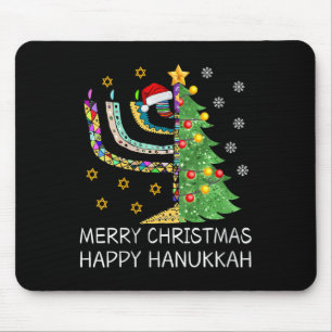 Womens Merry Christmas Happy Hanukkah Jewish Merry Mouse Mat