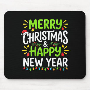 Womens Merry Christmas Lights Red Santa Hat And Ha Mouse Mat