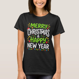 Womens Merry Christmas Lights Red Santa Hat And Ha T-Shirt