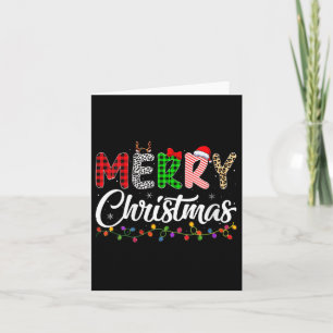 Womens Merry Christmas Lights Santa Family Xmas Pa Card
