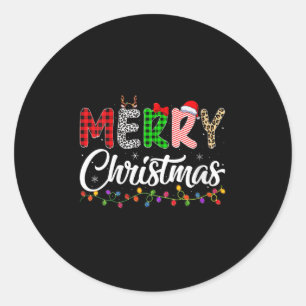 Womens Merry Christmas Lights Santa Family Xmas Pa Classic Round Sticker