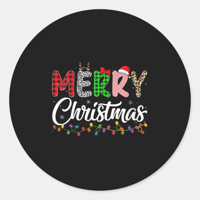 Womens Merry Christmas Lights Santa Family Xmas Pa Classic Round Sticker (Front)