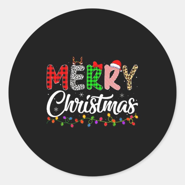 Womens Merry Christmas Lights Santa Family Xmas Pa Classic Round Sticker (Front)
