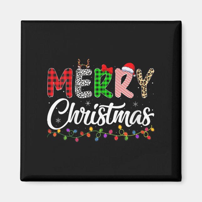 Womens Merry Christmas Lights Santa Family Xmas Pa Magnet (Front)