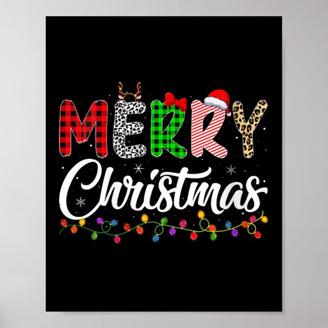 Womens Merry Christmas Lights Santa Family Xmas Pa Poster (Front)