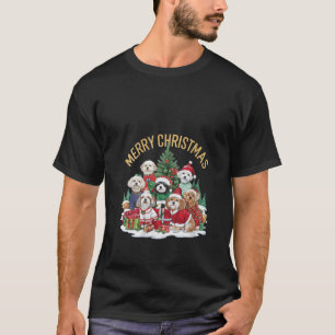 Womens Merry Christmas Maltipoo Dog Family V Neck T-Shirt
