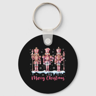 Womens Merry Christmas Pink Nutcracker Squad Xmas Key Ring