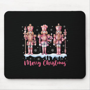 Womens Merry Christmas Pink Nutcracker Squad Xmas Mouse Mat