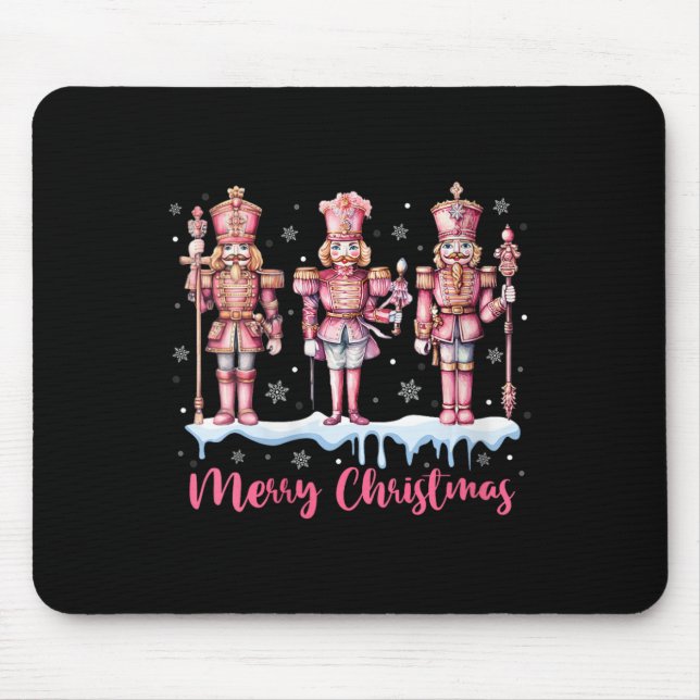 Womens Merry Christmas Pink Nutcracker Squad Xmas  Mouse Mat (Front)