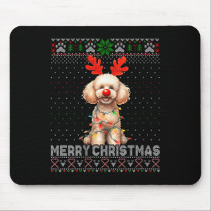 Womens Merry Christmas Poodle Dog Lover Ugly Xmas Mouse Mat