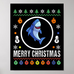 Womens Merry Christmas Shark Ugly Sweater Xmas Kni Poster