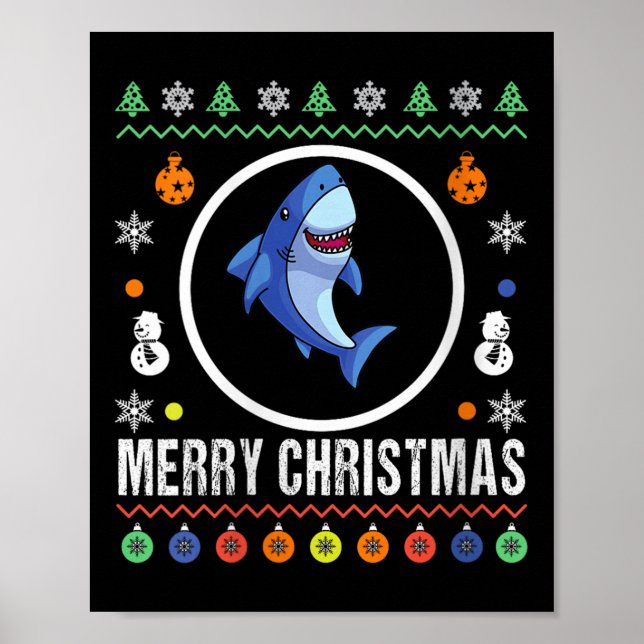 Womens Merry Christmas Shark Ugly Sweater Xmas Kni Poster (Front)