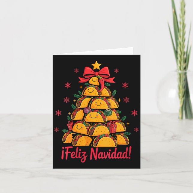 Womens Merry Christmas Tacos Tree Feliz Navidad Me Card (Front)