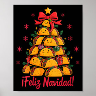 Womens Merry Christmas Tacos Tree Feliz Navidad Me Poster