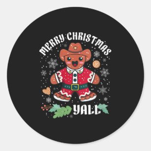Womens Merry Christmas Yall Christmas Gingerbread  Classic Round Sticker