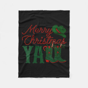 Womens Merry Christmas Y'all Cowboy Boots Western  Fleece Blanket