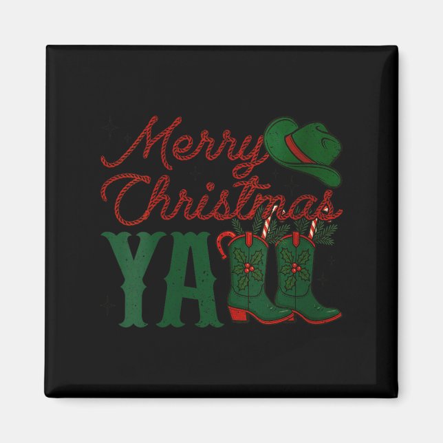 Womens Merry Christmas Y'all Cowboy Boots Western  Magnet (Front)