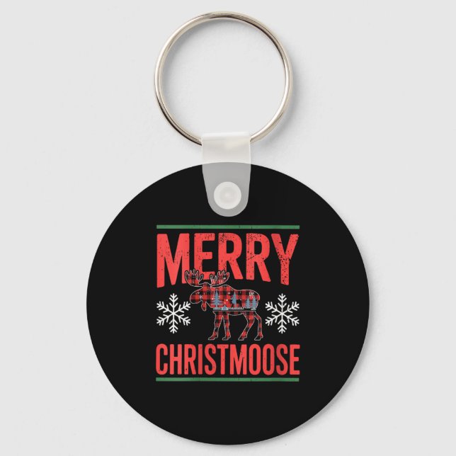 Womens Merry Christmoose Holiday Moose Ugly Sweate Key Ring (Front)