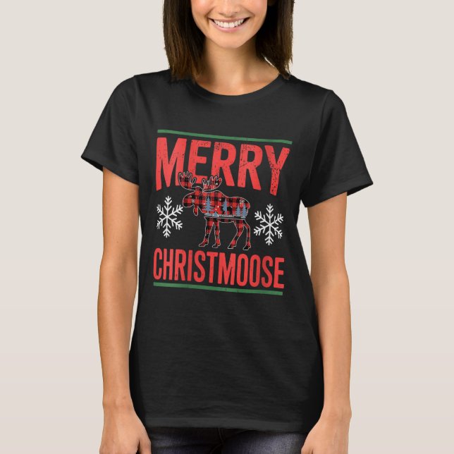 Womens Merry Christmoose Holiday Moose Ugly Sweate T-Shirt (Front)