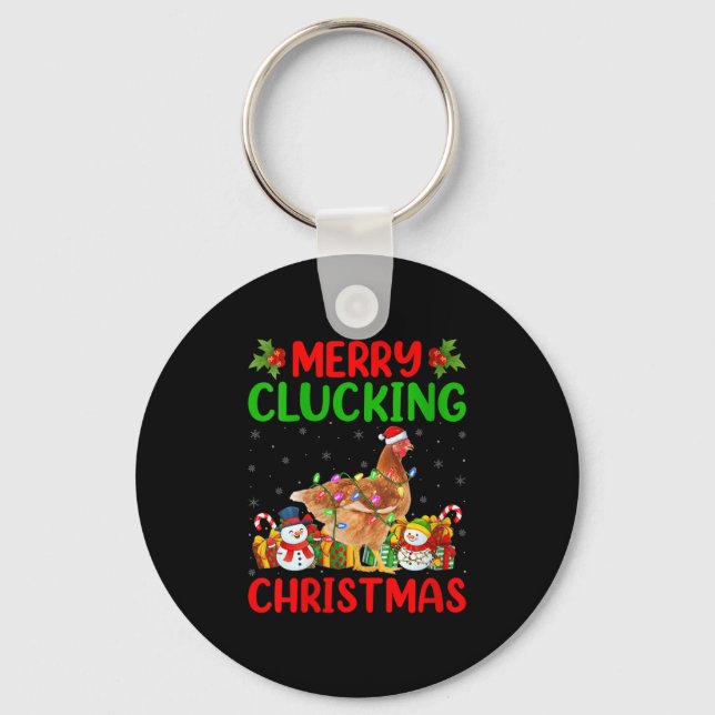 Womens Merry Cluckin Christmas Funny Farm Animal C Key Ring (Front)
