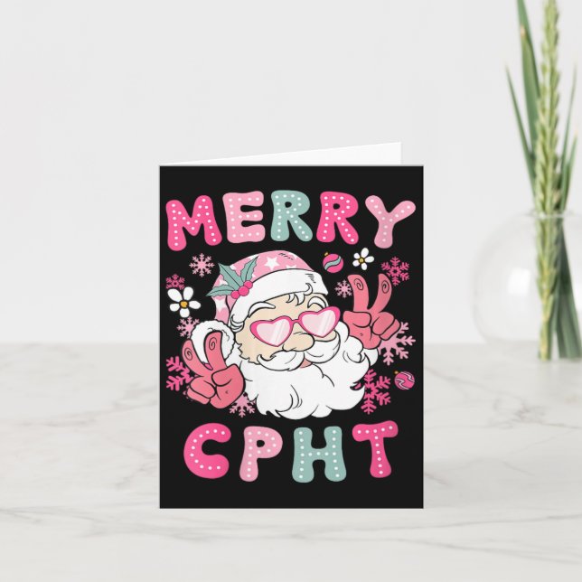 Womens Merry Cpht Christmas Certified Pharmacy Tec Card (Front)